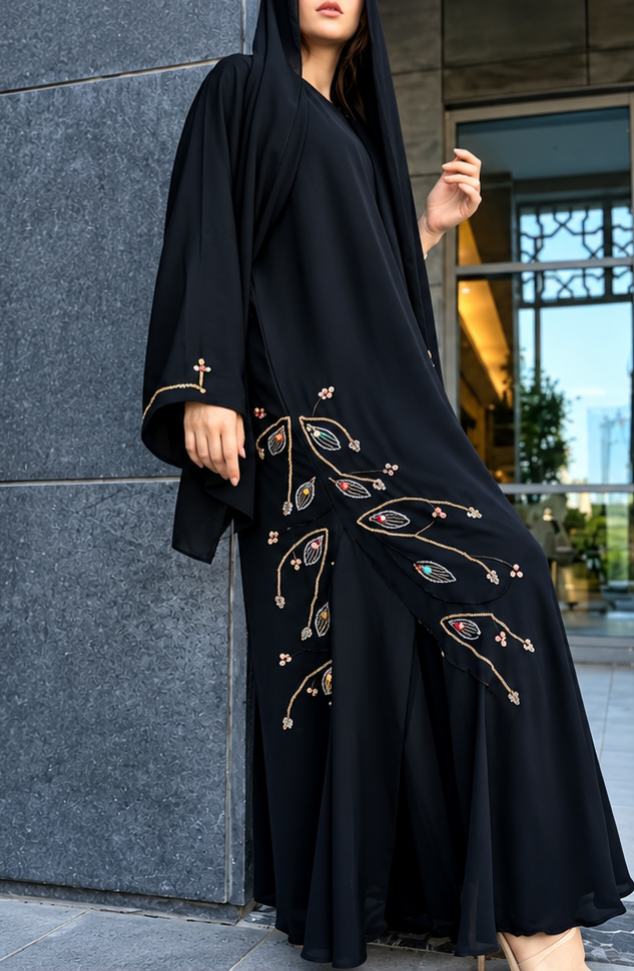 Premium Dubai Nida Silk Abaya with Matching Hijab