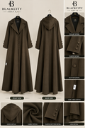 Modern Hooded Coat-Style Abaya with Fabric-Covered Buttons